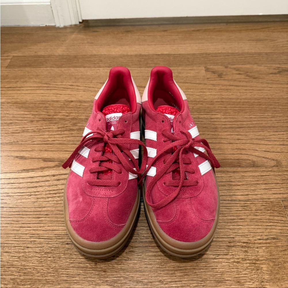 Adidas Gazelle Bold Sneakers Hot Pink and White Suede Sneakers